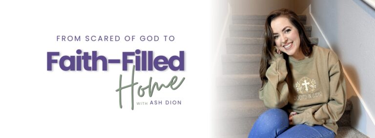 Woman smiling in a cozy home setting, representing faith-filled motherhood and spiritual growth.